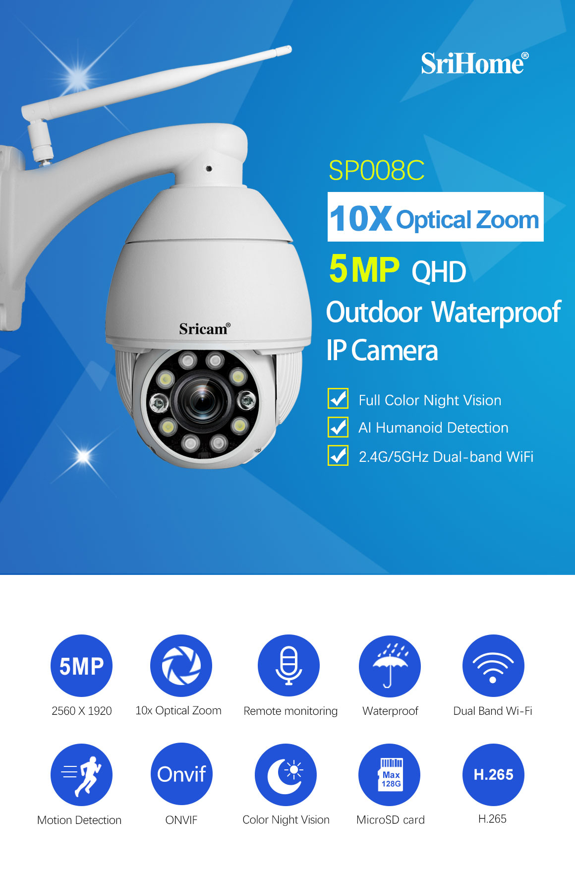 SP008C 5MP 10X Onvif